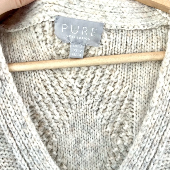 PURE Collection Cable‎ Knit V-Neck Wool & Alpaca Blend Sweater Size 2 - Picture 4 of 11